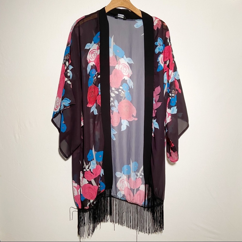 Feitong Sheer Fringe‎ Kimono